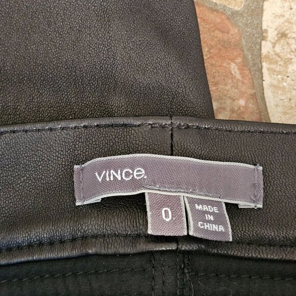 Vince 100% Leather Black Moto Pants Size 0 Biker Style Slim Fit Womens - Picture 3 of 12